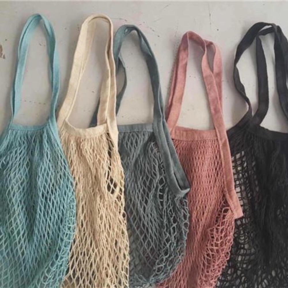French Market Cotton Open Net Tote Bag Dusty Lilac - Picture 4 of 5